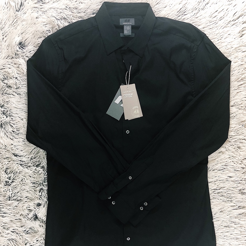 H&M Black Long Sleeve Shirt - Large